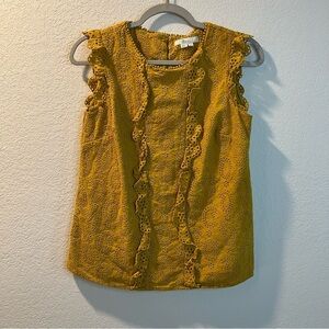 Women’s Boden mustard Yellow floral embroidered sleeveless blouse size 4
